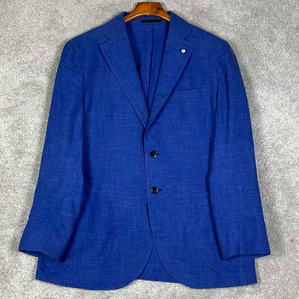 L.B.M. 1911 Sport Coat Mens 52 R Blue Wool Silk Linen Tailored Blazer Italy